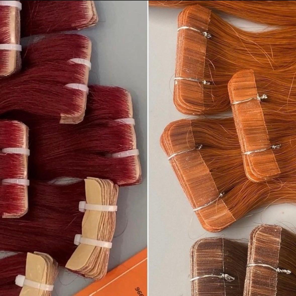 Tape-ins rouges & cuivrés